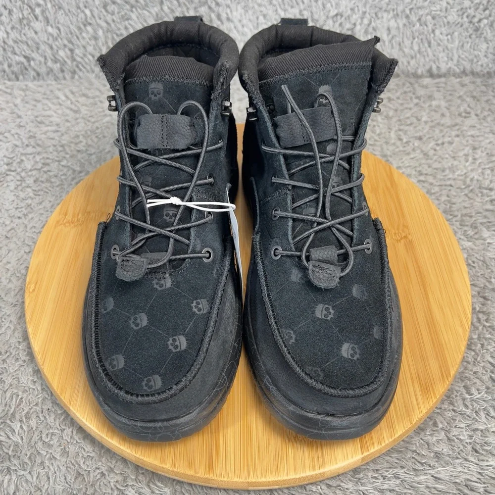 Hey Dude Jelly Roll Bradley Suede High Top Boots Men 9 Black Skull 45334-0PH NWT